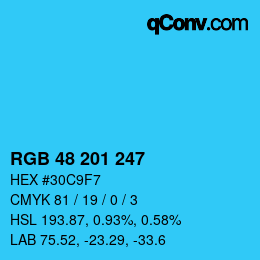Color code: RGB 48 201 247 | qconv.com