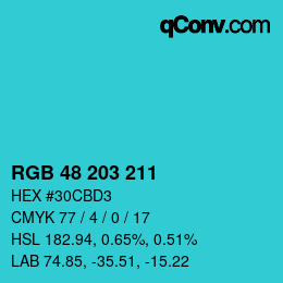 Color code: RGB 48 203 211 | qconv.com
