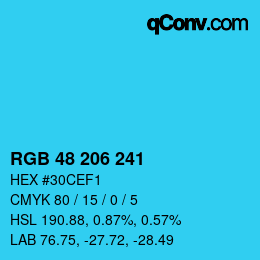 Color code: RGB 48 206 241 | qconv.com