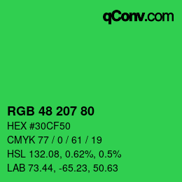 颜色代码: RGB 48 207 80 | qconv.com