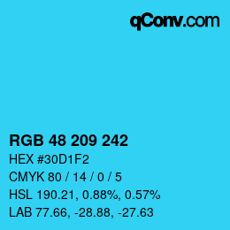Color code: RGB 48 209 242 | qconv.com