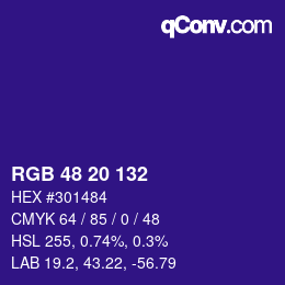 カラーコード: RGB 48 20 132 | qconv.com