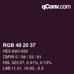 Color code: RGB 48 20 37 | qconv.com