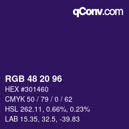 Color code: RGB 48 20 96 | qconv.com