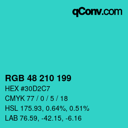 Color code: RGB 48 210 199 | qconv.com