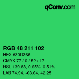 Color code: RGB 48 211 102 | qconv.com