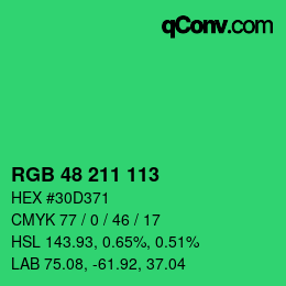 Color code: RGB 48 211 113 | qconv.com