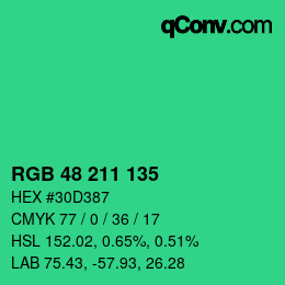 Color code: RGB 48 211 135 | qconv.com