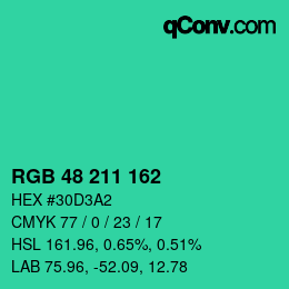 Color code: RGB 48 211 162 | qconv.com