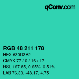 Color code: RGB 48 211 178 | qconv.com