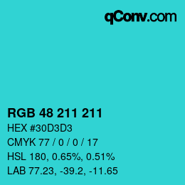 Color code: RGB 48 211 211 | qconv.com