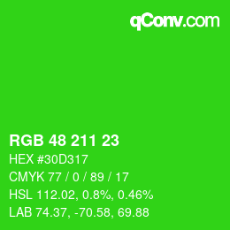 Color code: RGB 48 211 23 | qconv.com