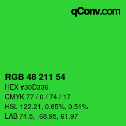 Color code: RGB 48 211 54 | qconv.com