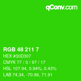 Color code: RGB 48 211 7 | qconv.com