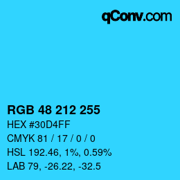 Color code: RGB 48 212 255 | qconv.com