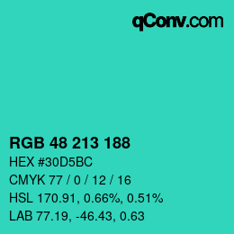 Color code: RGB 48 213 188 | qconv.com