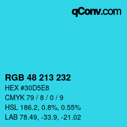 Color code: RGB 48 213 232 | qconv.com
