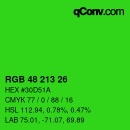 Color code: RGB 48 213 26 | qconv.com