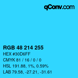 Color code: RGB 48 214 255 | qconv.com