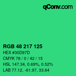 Color code: RGB 48 217 125 | qconv.com