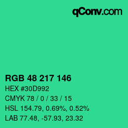 Farbcode: RGB 48 217 146 | qconv.com