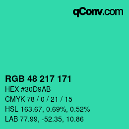 Color code: RGB 48 217 171 | qconv.com