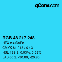 Color code: RGB 48 217 248 | qconv.com