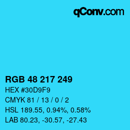 颜色代码: RGB 48 217 249 | qconv.com