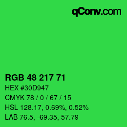 Color code: RGB 48 217 71 | qconv.com