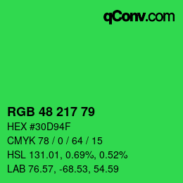 Color code: RGB 48 217 79 | qconv.com