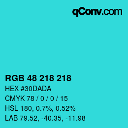 Color code: RGB 48 218 218 | qconv.com