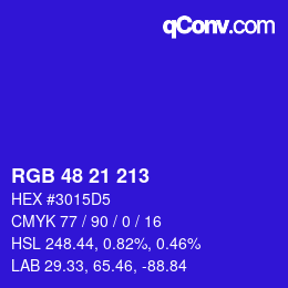 Color code: RGB 48 21 213 | qconv.com