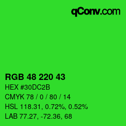 Color code: RGB 48 220 43 | qconv.com