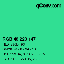 Farbcode: RGB 48 223 147 | qconv.com