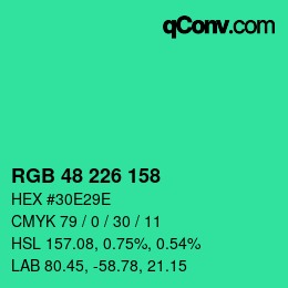 Color code: RGB 48 226 158 | qconv.com