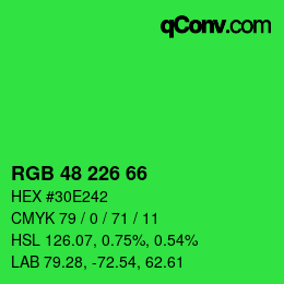 Color code: RGB 48 226 66 | qconv.com
