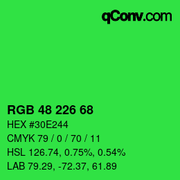 Color code: RGB 48 226 68 | qconv.com