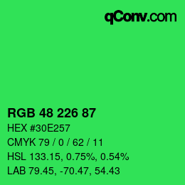 Color code: RGB 48 226 87 | qconv.com