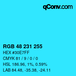 Color code: RGB 48 231 255 | qconv.com