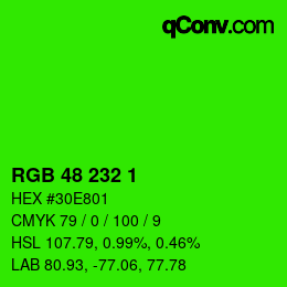 Color code: RGB 48 232 1 | qconv.com