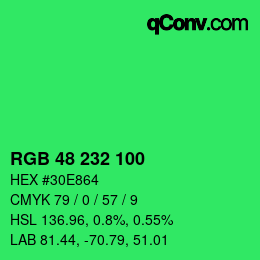 Color code: RGB 48 232 100 | qconv.com