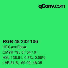 Color code: RGB 48 232 106 | qconv.com