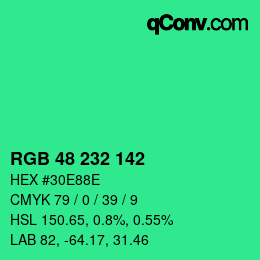 Farbcode: RGB 48 232 142 | qconv.com