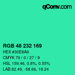 Color code: RGB 48 232 169 | qconv.com