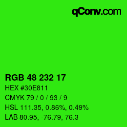 Color code: RGB 48 232 17 | qconv.com