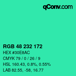 Color code: RGB 48 232 172 | qconv.com