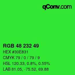 Color code: RGB 48 232 49 | qconv.com