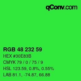Color code: RGB 48 232 59 | qconv.com