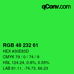 Color code: RGB 48 232 61 | qconv.com