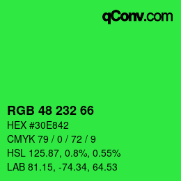 Color code: RGB 48 232 66 | qconv.com